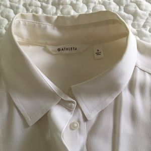 Athleta white silk blouse